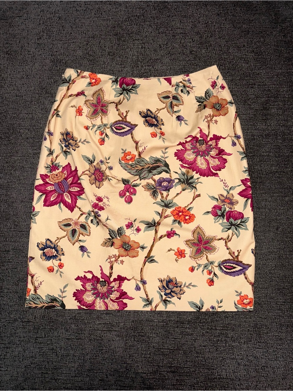 Talbots Petites Floral Skirt Size 4 Made in USA Cottagecore Botanical Cotton - Picture 4 of 8